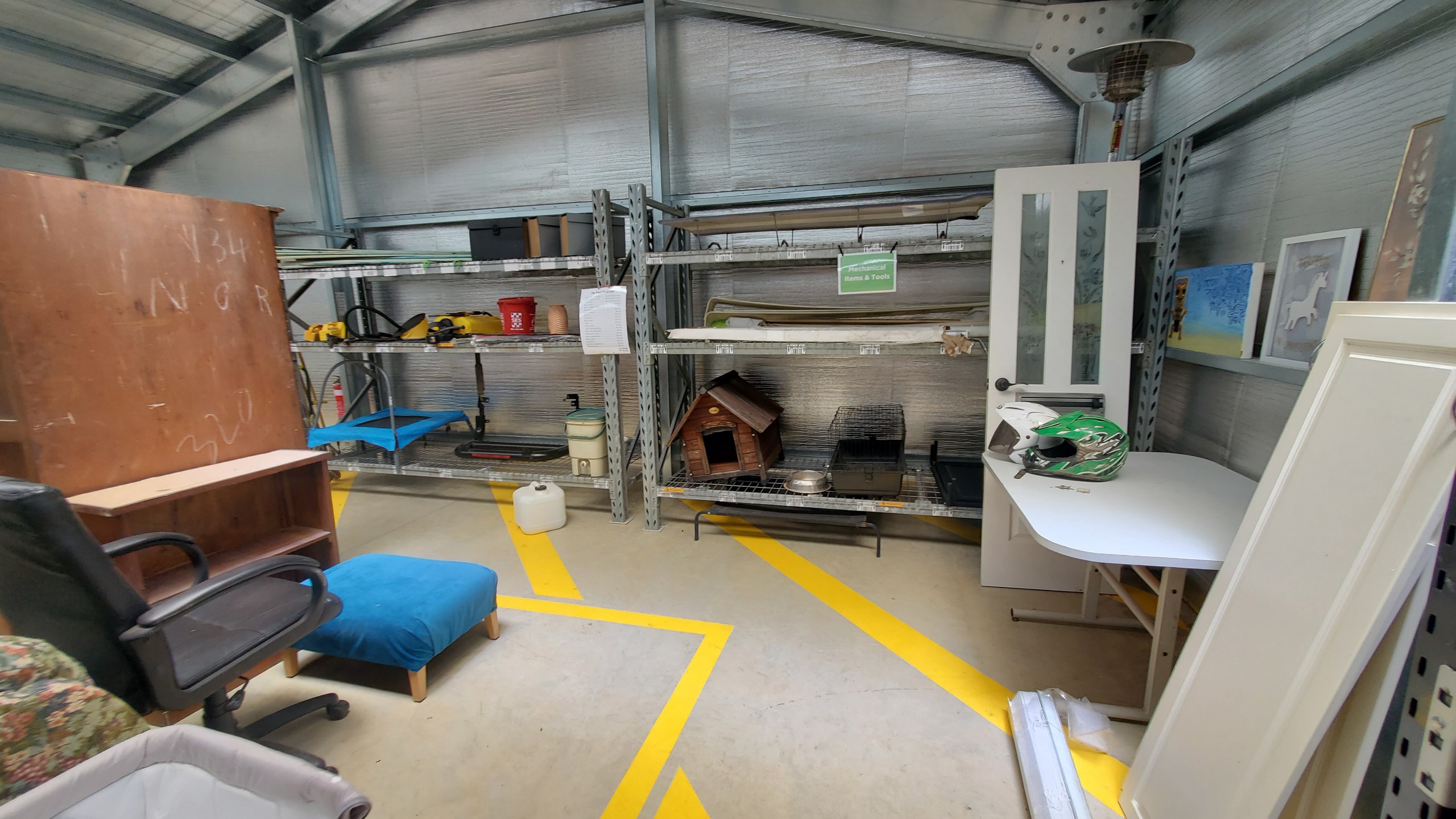 Dog kennels, pet crates, outdoor heater etc.